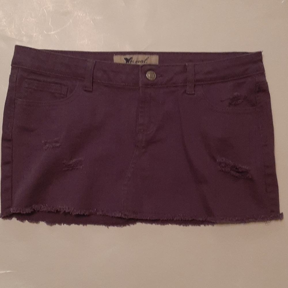 Wet Seal Denim Distressed Skirt Size 11